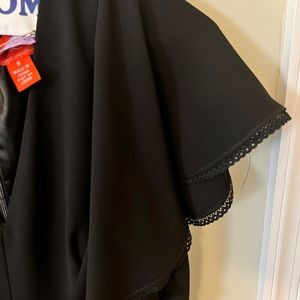 V neck cap sleeve ruffle dress